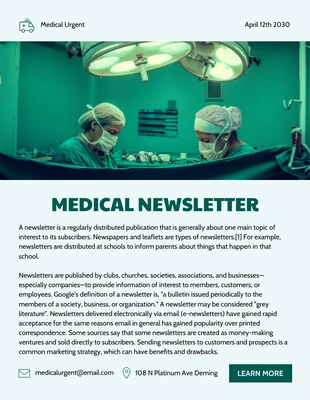 Free  Template: Light Green And Green Clean Medical Email Newsletter