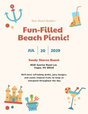 Free  Template: Invito al picnic con illustrazioni colorate estive