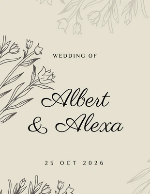 business  Template: Light Brown Modern Floral Aesthetic Wedding Label