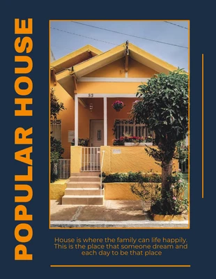 Free  Template: Folheto de Casa Popular Minimalista Azul