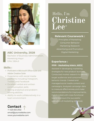 Green Floral College Resume