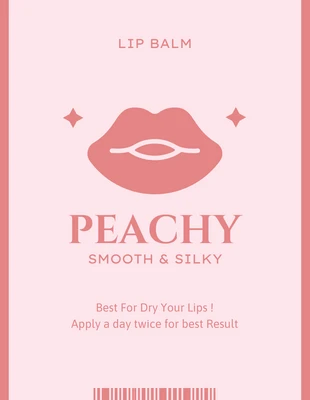 Free  Template: Peach Minimalist Illustration Lip Balm Label
