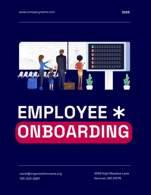 Free  Template: Dark Blue And Red Onboarding Plan