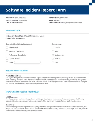 Free interactive Template: Software Incident Report Form Template