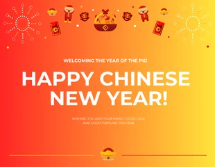 Free  Template: Cartão de Ano Novo Chinês em degradê