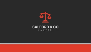 Free  Template: بطاقة عمل المحامي المحترف الحديثة باللونين الأسود والأحمر