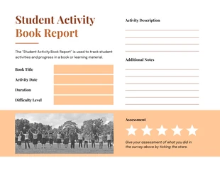 Free  Template: Rapporto sul libro delle attività degli studenti