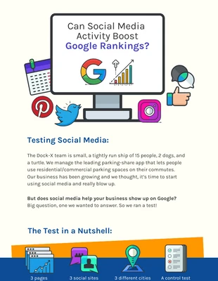 business  Template: Estudo de caso sobre mídia social e classificações do Google