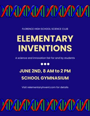 Free  Template: Navy And Yellow Illustration School Science Fair Poster