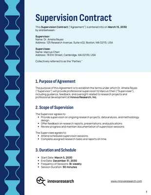 Free interactive Template: Plantilla de contrato de supervisión