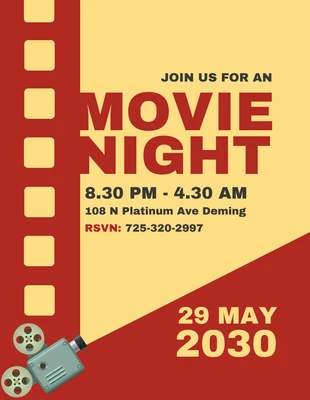 Red And Yellow Minimalist Movie Night Invitations