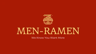 Free  Template: Carte De Visite Restaurant Ramen d'illustration moderne rouge et jaune
