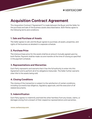 business interactive Template: Modèle de contrat d'acquisition