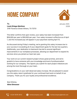 Free  Template: Brown Minimalist Line Stripe Salary Increase Letter