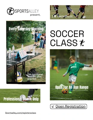 Free  Template: Pôster da aula de futebol verde e branco