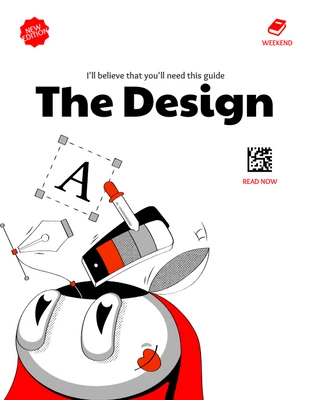 Free  Template: E-Book-Cover mit roter und schwarzer Design-Illustration
