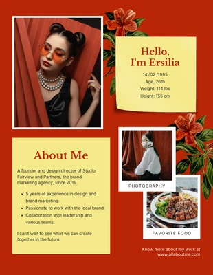 Free  Template: Red And Yellow Modern Retro All About Me Poster