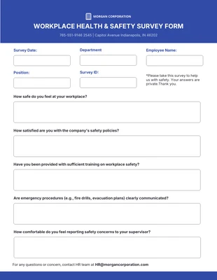 Free interactive Template: Modelo de formulário de pesquisa sobre saúde e segurança no local de trabalho