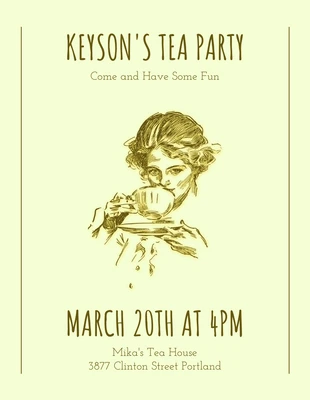 Free  Template: Green Modern Vintage Retro House Tea Party Invitation