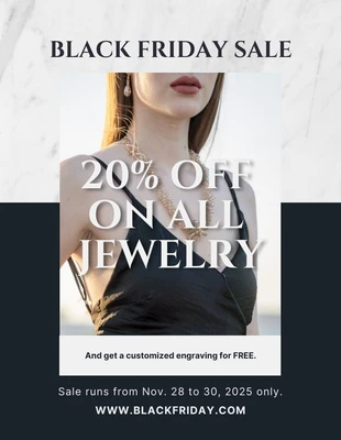 Free  Template: Black And Light Grey Marble Texture Luxury Black Friday Poster