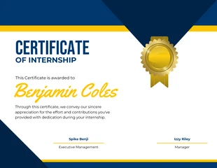 business  Template: Certificado de pasantía Navy y Gold