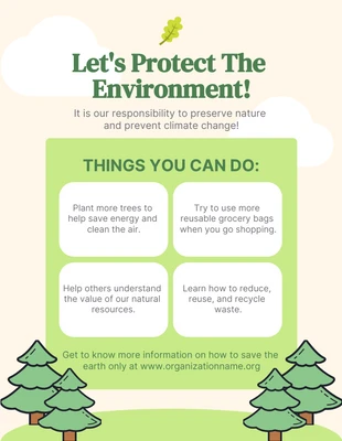 Light Yellow And Green Simple Illustration Protect The Environment Poster