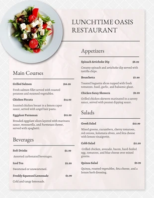 Free  Template: White And Light Brown Modern Texture Restaurant Lunch Menu