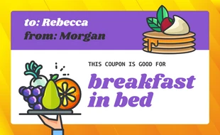 Free  Template: Cupón de desayuno para parejas