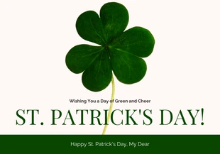 Free  Template: Modern Green and Cream Leprechaun St. Patrick's Day Card