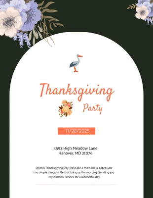 Free  Template: Invitation verte simple pour Thanksgiving