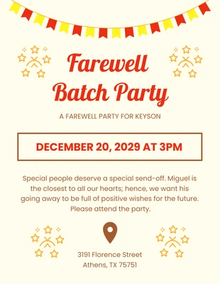 Free  Template: Beige And Red Simple Modern Playful Celebration Farewell Party Invitation