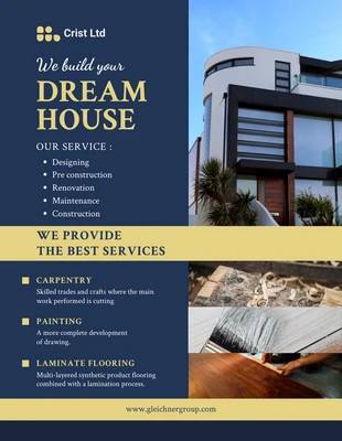 business  Template: ملصق بناء البيت الحديث باللون الأزرق