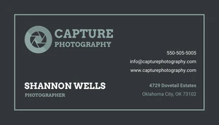 Simple Dark Photographer Business Card