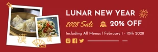 Free  Template: Banner de venda de ano novo lunar minimalista vermelho moderno