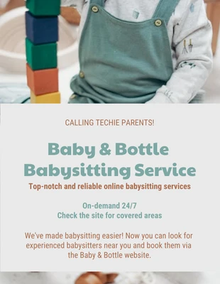 Light Grey Aesthetic Minimalist Babysitting Service Flyer