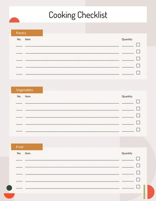 Free  Template: Nude Simple Abstract Cooking Checkliste