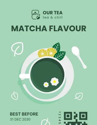 premium  Template: Etiqueta de producto de té minimalista verde azulado claro