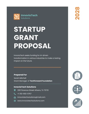 premium  Template: Moderner grau-orange-grüner Startup-Stipendienvorschlag