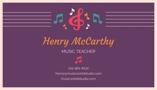 Vintage Music Teacher Business Card