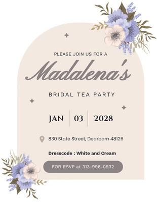 Free  Template: Beige And Brown Bridal Tea Invitation