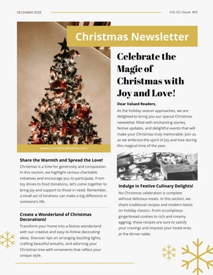 Free  Template: Newsletter di Natale semplice ed elegante in bianco e oro