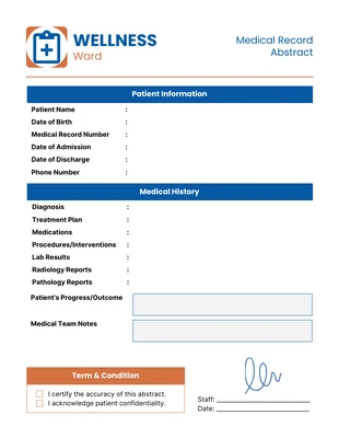 business  Template: Resumo de registro médico minimalista azul laranja