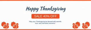 Free  Template: Weißes und oranges einfaches Happy Thanksgiving-Verkaufsbanner