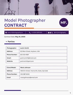 business  Template: Contrato de fotógrafo modelo