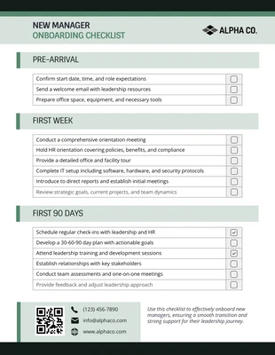 business interactive Template: Lista de verificación para la incorporación del nuevo gerente