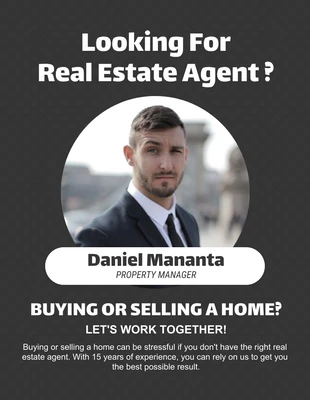 Free  Template: Black Simple Real Estate Agent Flyer