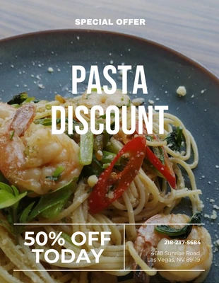 Free  Template: Grey Simple Food Pasta Discount Flyer