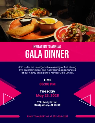 Free  Template: Navy and Pink Elegant Luxury Modern Gala Dinner Company Event Invitation (Convite para evento de empresa para jantar de gala)
