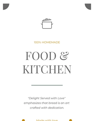 premium  Template: Weißes minimalistisches Lebensmittel- und Küchenetikett