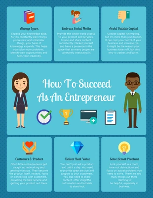 business  Template: Infografía monocromática sobre el éxito de los emprendedores